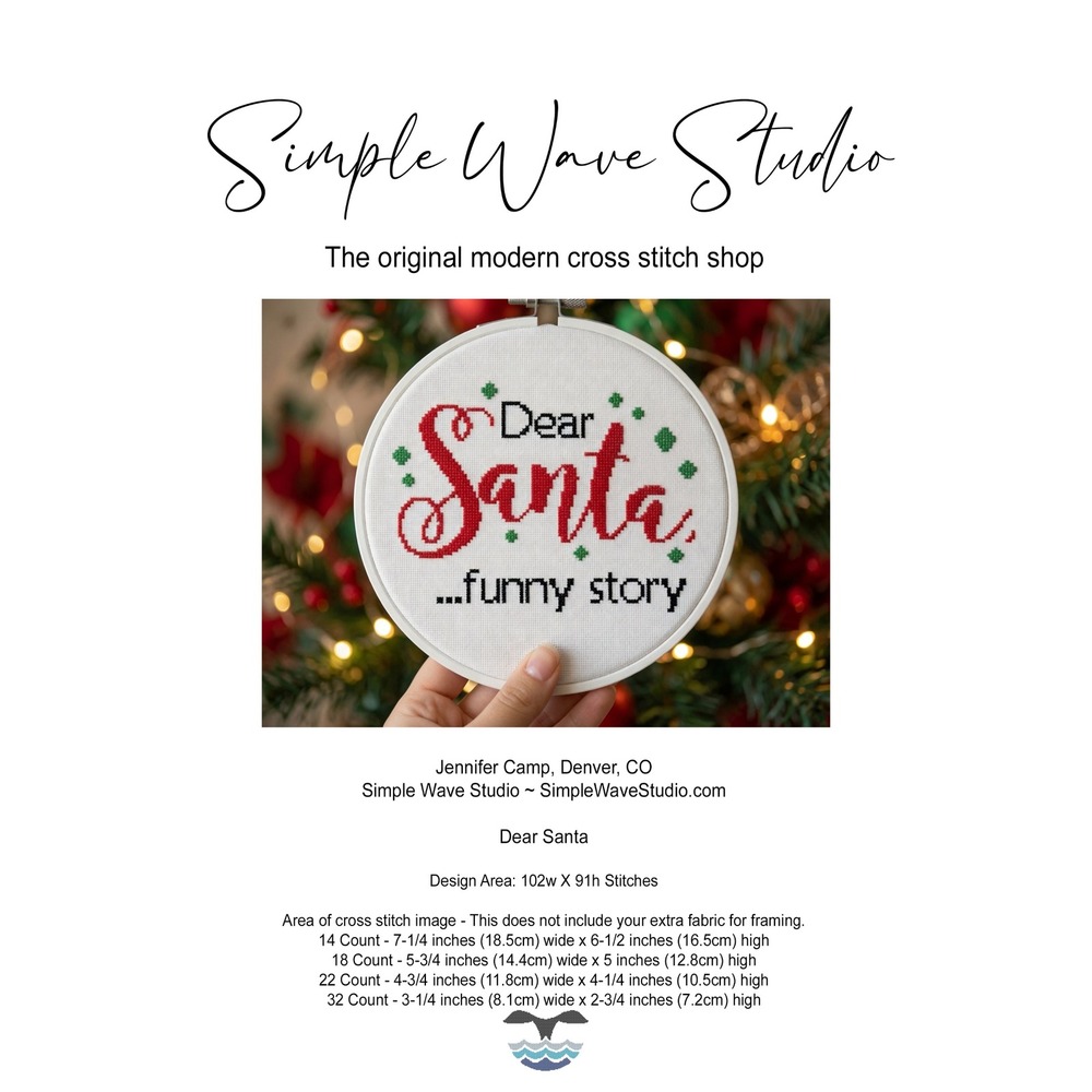 Christmas Dear Santa Funny‎ Story Funny Humor Counted Cross Stitch Pattern KIT